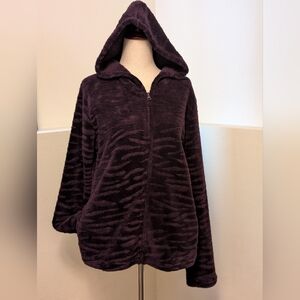 Cozy Hooded Teddy Jacket in Deep Purple